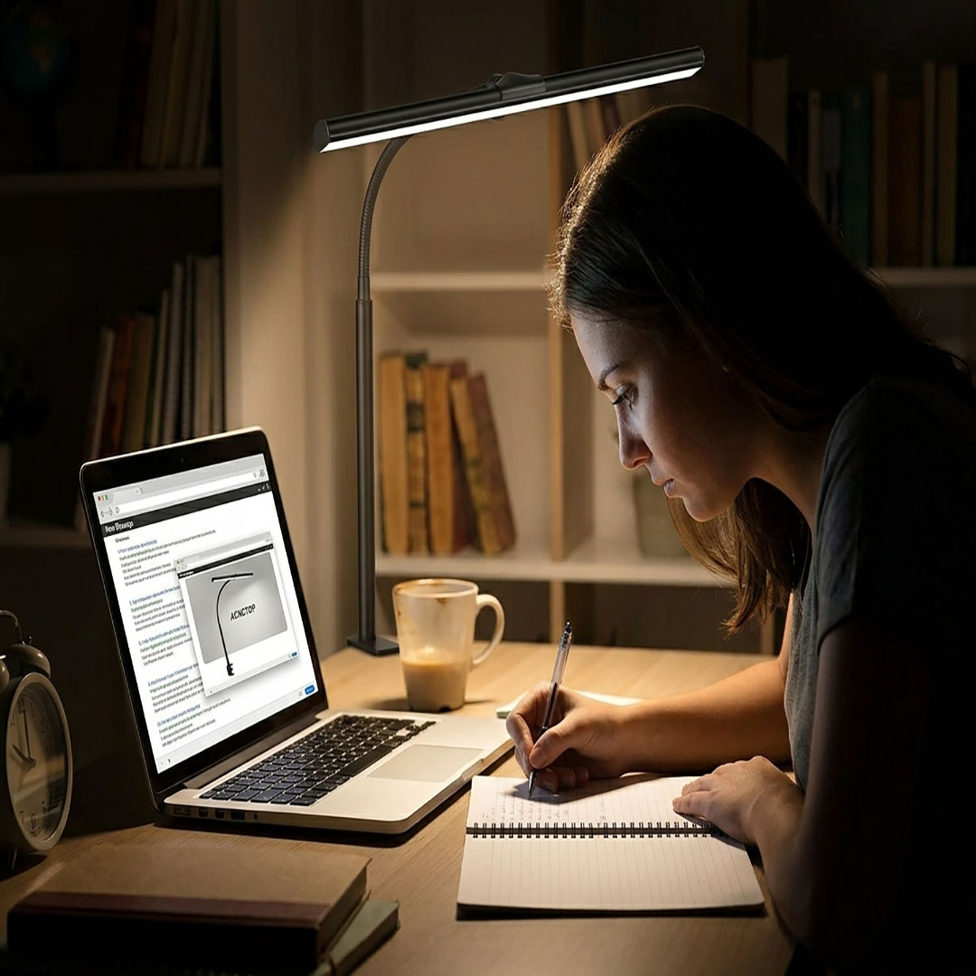 Adjustable LED Desk Lamp with Clamp, 25 Lighting Modes