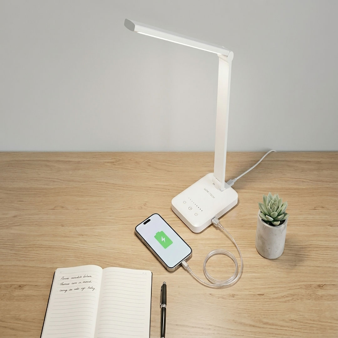 LED Desk Lamp with USB Charging, 5 Modes & Touch Control